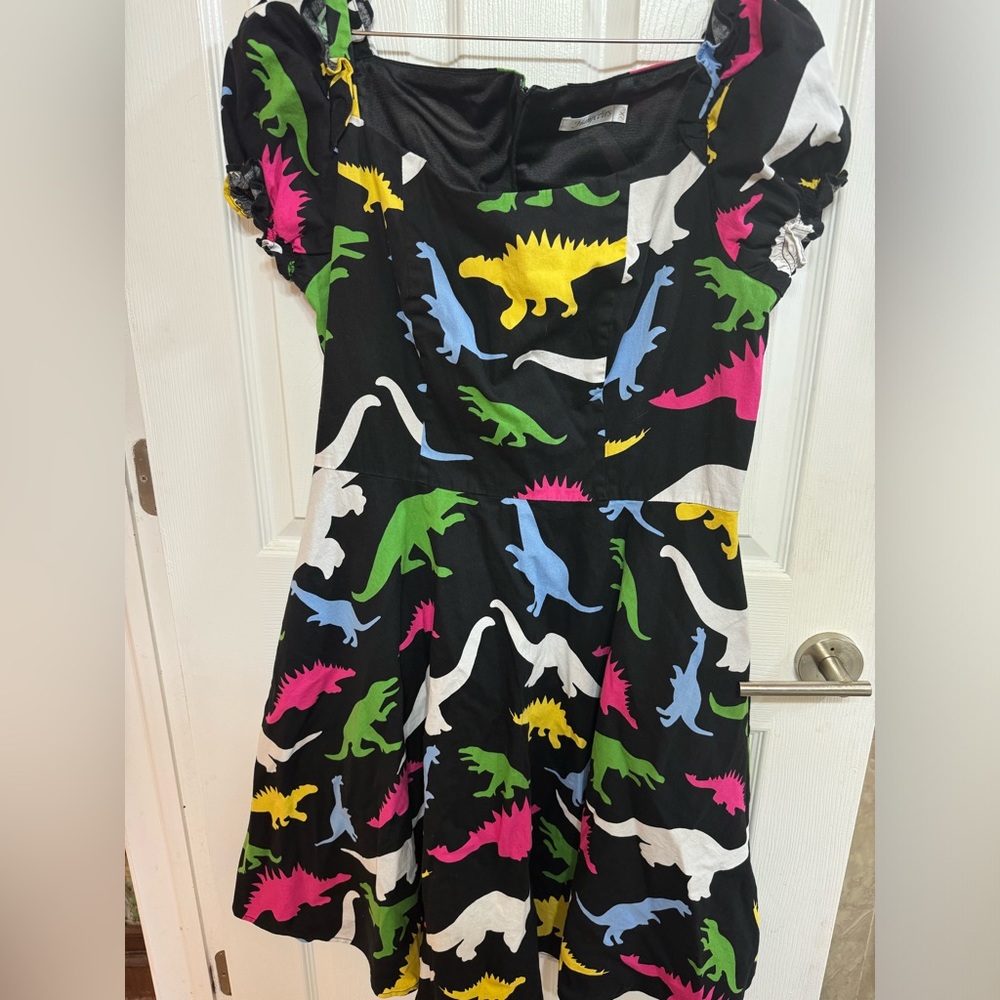 Ruffled Sleeve Dinosaur Swing Dress with Pockets!!